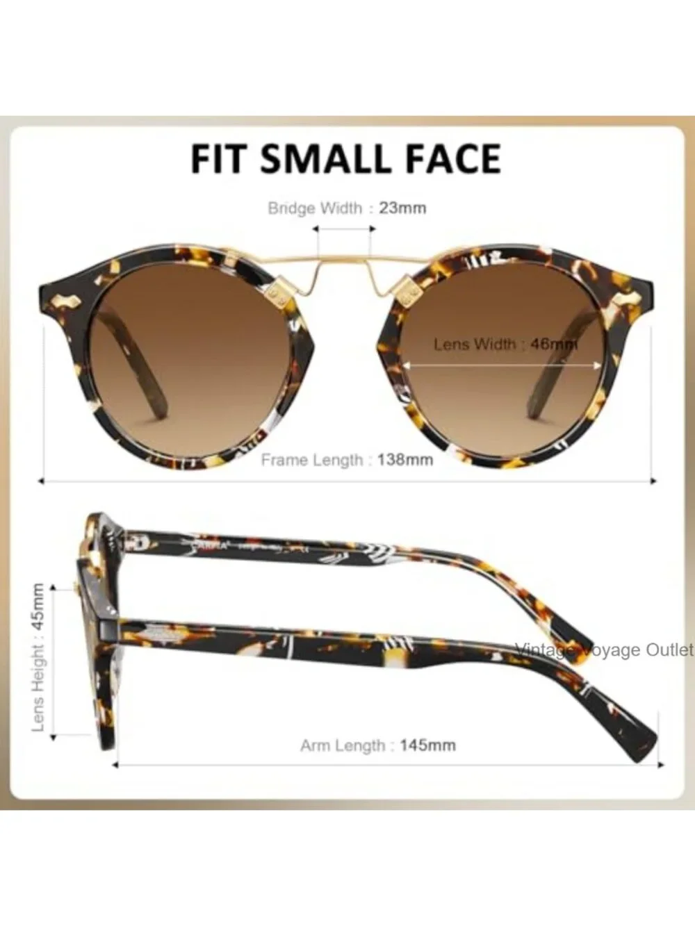 Round Polarized Sunglasses for Women Small Face Acetate UV400